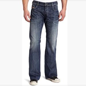 Diesel Men’s Vintage “ZATHAN” Relaxed Fit Bootcut Jeans-Size W 33/L 30 -Dark